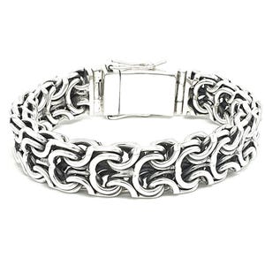 Ramses Style Sterling Silver Bali Bracelet, 15mm Chain Link, Link Bracelet, Charm Bracelets Men&#39;s Bracelet Chain Silver Bracelet Men