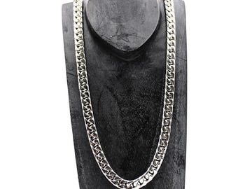 Sterling Silver Cuban Chain Necklace: Bali Handmade Jewelry, 10mm wide