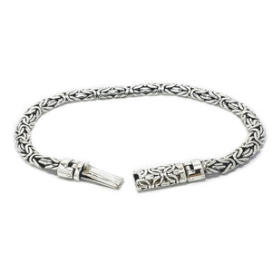Handmade Sterling Silver Byzantine Bracelet: Unisex Bali Chain