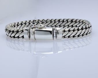 Sterling Silver Bracelet Handmade/ 925 Silver/ Bali Handmade Design 8mm wide