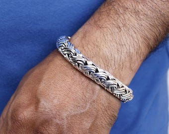 Padian Triple Handmade Sterling Silver Bali Bracelet, 12mm Wide