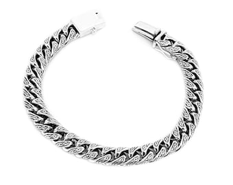 Sterling silver cuban chain with bali motiff 10mm wide