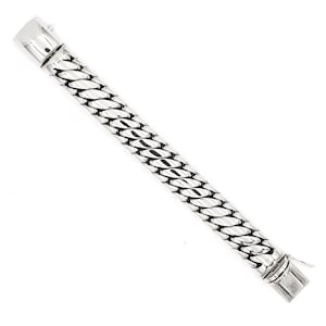 スターリングシルバーバリブレスレット 幅20mm ハンドメイド/925シルバー/バリハンドメイドデザイン