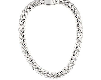 Sterling Silver Cuban Curb Chain Necklace, 12mm Wide