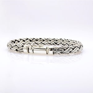 Handmade Bali 925 Sterling Silver Bracelet - Woven Braided Design (7mm)