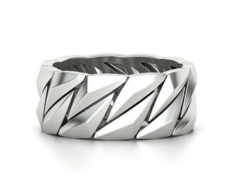 Handmade Sterling Silver Cuban Link Ring: Miami Statement Ring