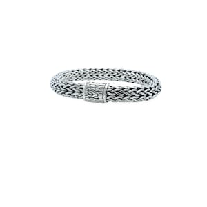 Handmade Sterling Silver Bali Bracelet 10mm wide for Unisex Adults, Women, Men&#39;s Girls, Boy. Trendy Elegant Bracelet for everyone
