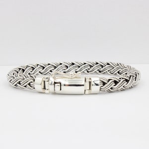 Sterling Silver Handmade Bali Bracelet 9 mm wide, Men&#39;s Silver Bracelet, Anniversary Gift for Men, Silver Bracelet for Women
