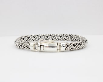 Handmade Sterling Silver Bali Bracelet, 12mm Wide