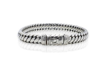 Handmade Sterling Silver Bali Bracelet - 10mm Wide