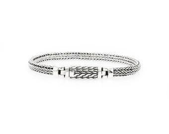 Handmade Sterling Silver Byzantine Bracelet - Bali Dragon Bone Chain