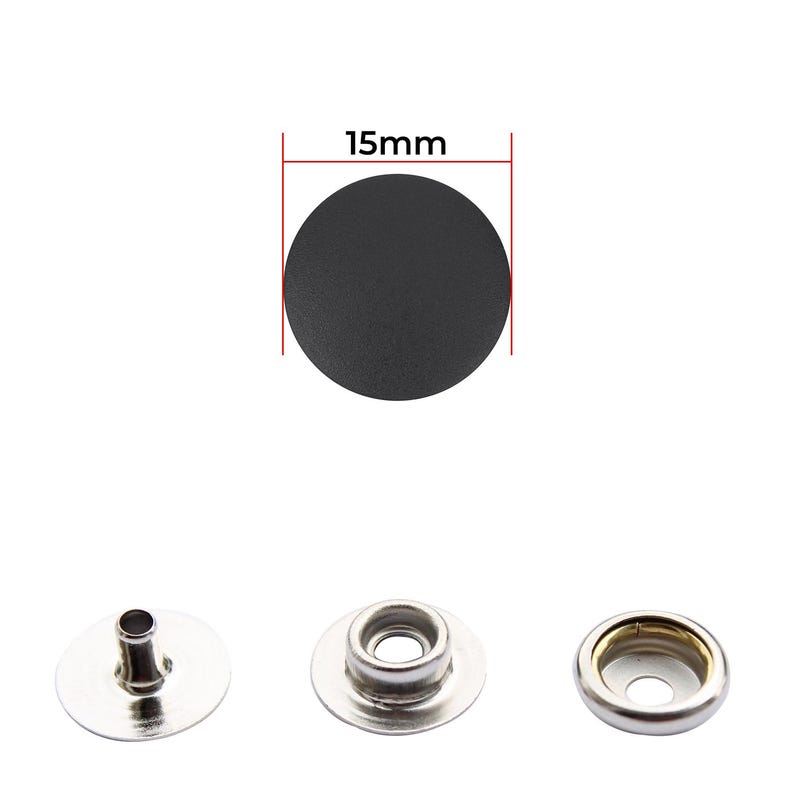 15mm Press Studs Snap Fasteners Plastic Cap With Silver Metal Back ...