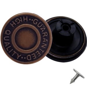 17mm Brass Jeans Button, High Quality Guaranteed Printed Close Version Jeans Button for Clothing Repairing, Denim, Jackets, Skirts, Overalls