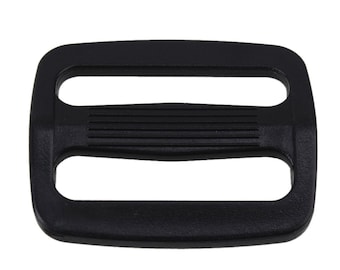 Fibbia Tri Glide in plastica nera da 25 mm: cursore in fettuccia regolabile