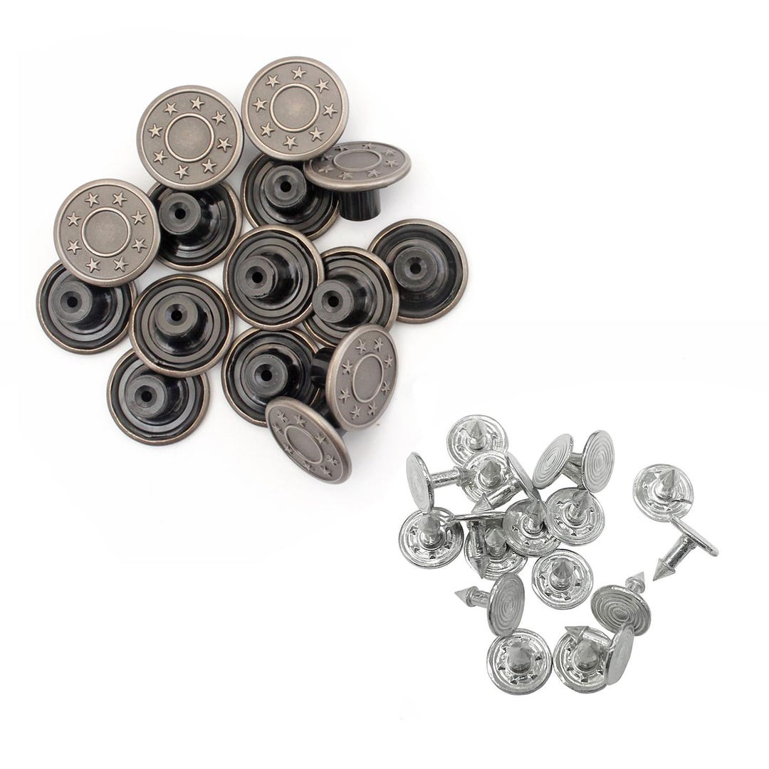 Jacket Back Fastener 8 Stars Metal Cap Design Jeans Button Tack Fasteners With Aluminum Back ...