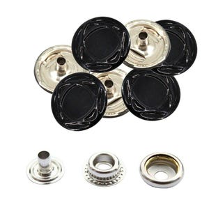 4 Part Press Studs Silver with Design, Durable and Lightweight Metal Snap Fasteners for DIY Clothing, Bags, Jackets, Craft Projects, 15mm
