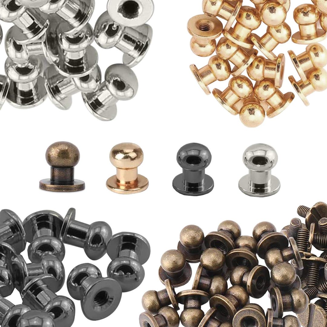 8mm Screw Back Chicago Rivets, Sam Browne Round Head Stud, Hand Pressed ...