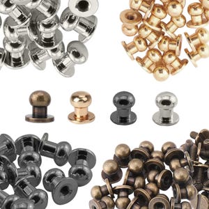 Rivetti Chicago con chiusura a vite da 8 mm, perno a testa tonda Sam Browne, rivetti pressati a mano per lavori in pelle fai da te, abbigliamento, giacche, abbellimenti, 50 pezzi