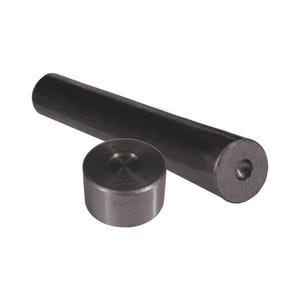 May include: A black metal punch tool with a round head and a long cylindrical handle.