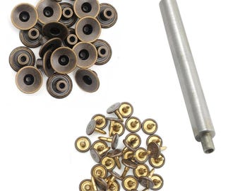 Brass Jeans Buttons With Aluminium Pins – 14mm Tack Fasteners For Denim Repair & DIY, 50pcs – Copper Tone
