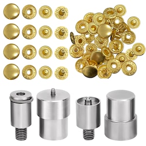 10 Sets Finish Press Studs 15mm with Green Machine Compatible Die Set, S Spring Press Stud Closures for Leather Bags, Crafts & Jackets