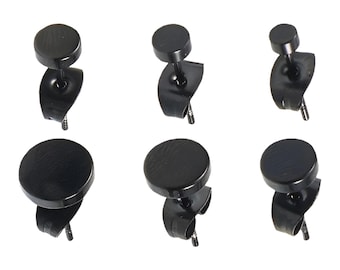 Set van 3-8 mm matzwarte metalen oorknopjes, 6 maten, minimalistische zwarte oorknopjes voor mannen en vrouwen.
