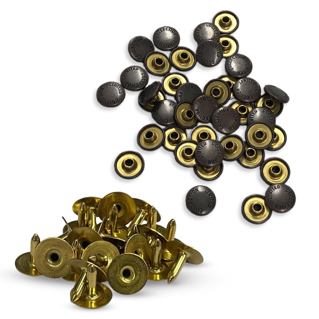 9mm Leather Rivets Double Cap Rivet Snaps Studs Fasteners Brass Denim ...