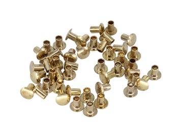 Gold Flachkopf Einzelkappe Halb röhrenförmige Eisennieten für Ersatz und Reparatur, Scrapbooking, Kunsthandwerk, DIY-Projekte, 8 mm x 7,5 mm