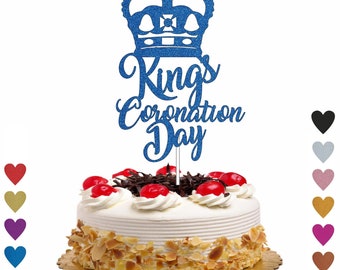 King Charles III Coronation Cake Topper Royal British Crown Glitter Cake Party Decoration UK