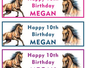 2 PERSONALISED Horse Birthday Party Banner Any NAME & AGE Birthday Decoration Horse Theme Party Banner, Riding Banner, Horse Party Decor