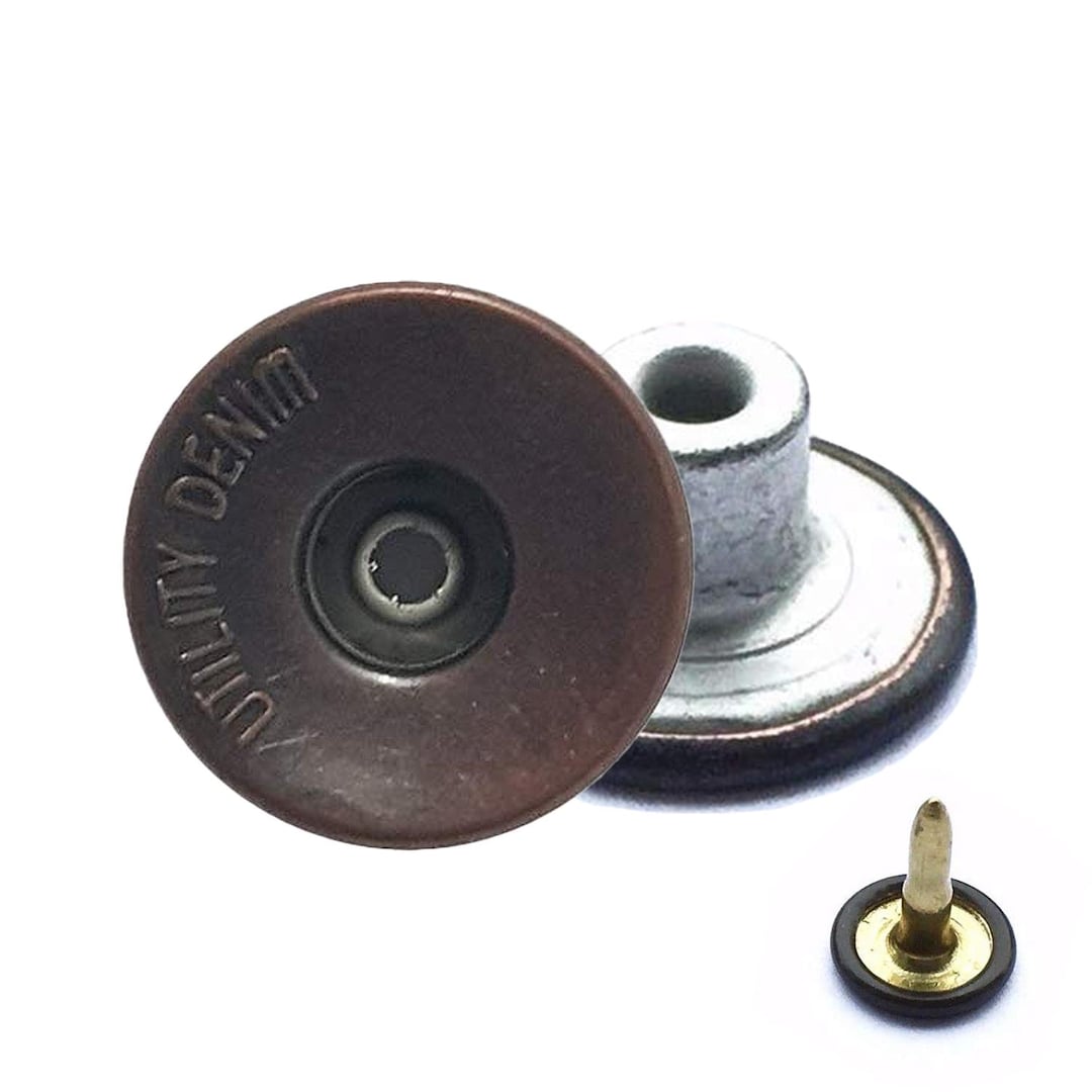 Jacket Back Fastener Dark Bronze Brass Jeans Button Durable Tack Fasteners With Back Pin ...