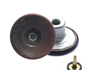 Dark Bronze Brass Jeans Button Durable Tack Fasteners with Back Pin Rivets for Clothing Repairing, Denims, Jackets and Skirts - 17mm