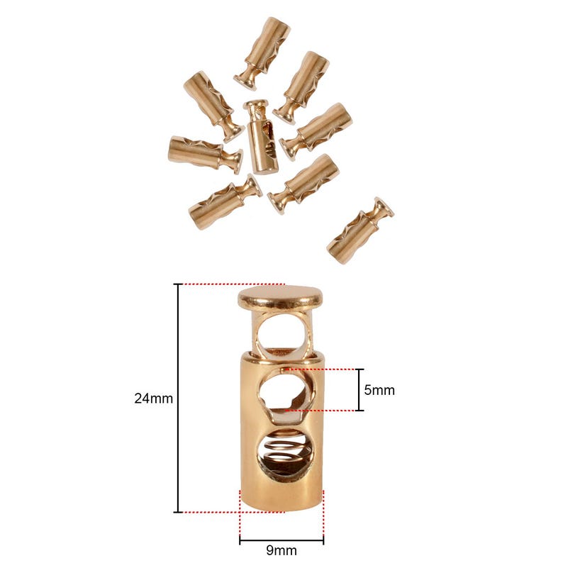 9mm X 24mm Metal Spring-loaded Cord Locks Toggle Stopper, 5mm Hole Size ...