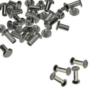 Rivetti a vite Chicago a testa piatta argentati, anti-resistente, ottone durevole per lavori in pelle, rilegatura di libri, artigianato, decorazioni fai da te, 9 x 20 mm