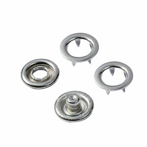 9.5mm Silver Snap Fasteners: Brass Prong Ring Press Studs for DIY Crafts