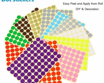 ANY SIZE Coloured Dot Stickers Round Spot Circles Colorful Dots Paper Labels 16 COLOURS