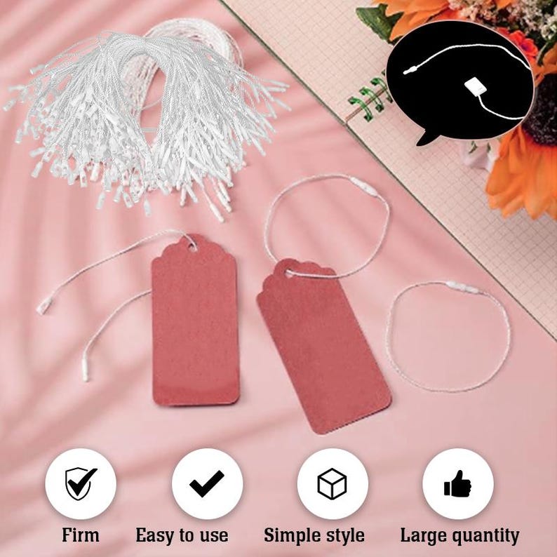 7 Inch Nylon String for Hang Tags, Snap Lock for Attaching Labels and ...