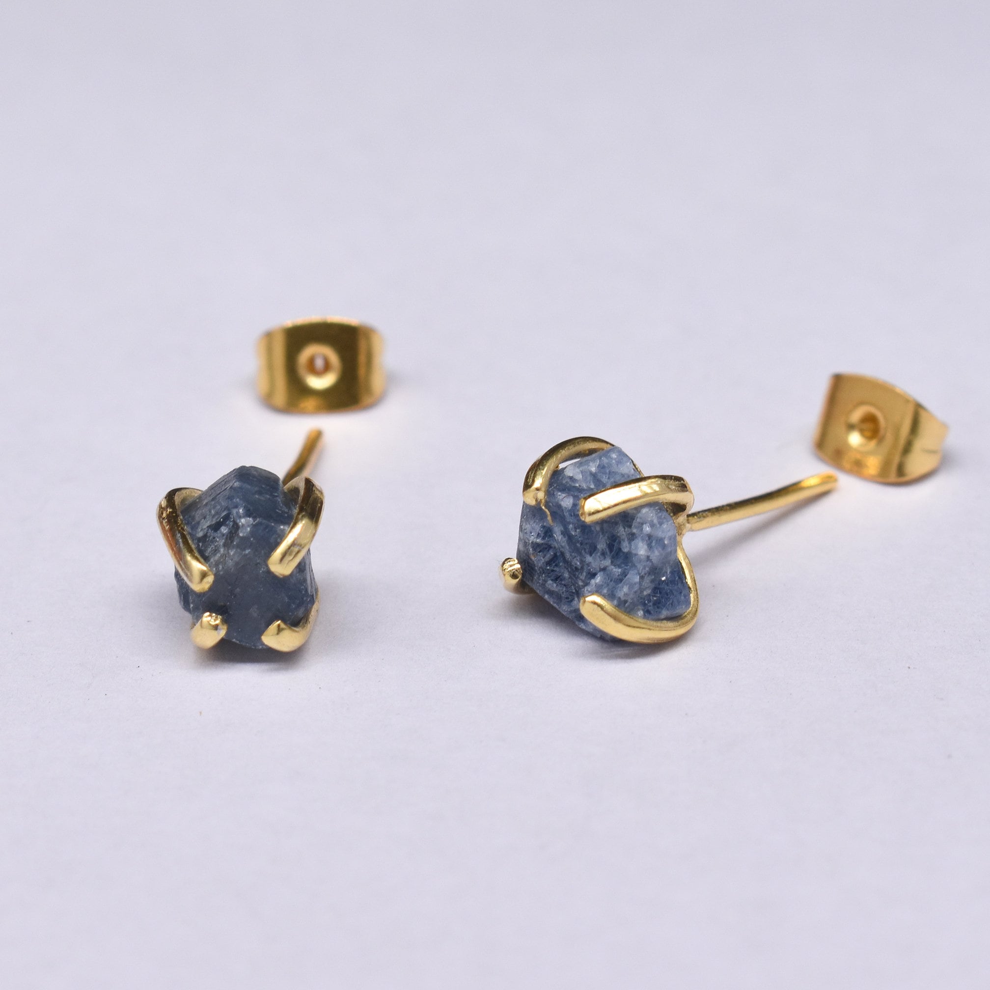 MIni Raw Natural Stone Stud Earrings 14k Gold Filled Over 925 Etsy