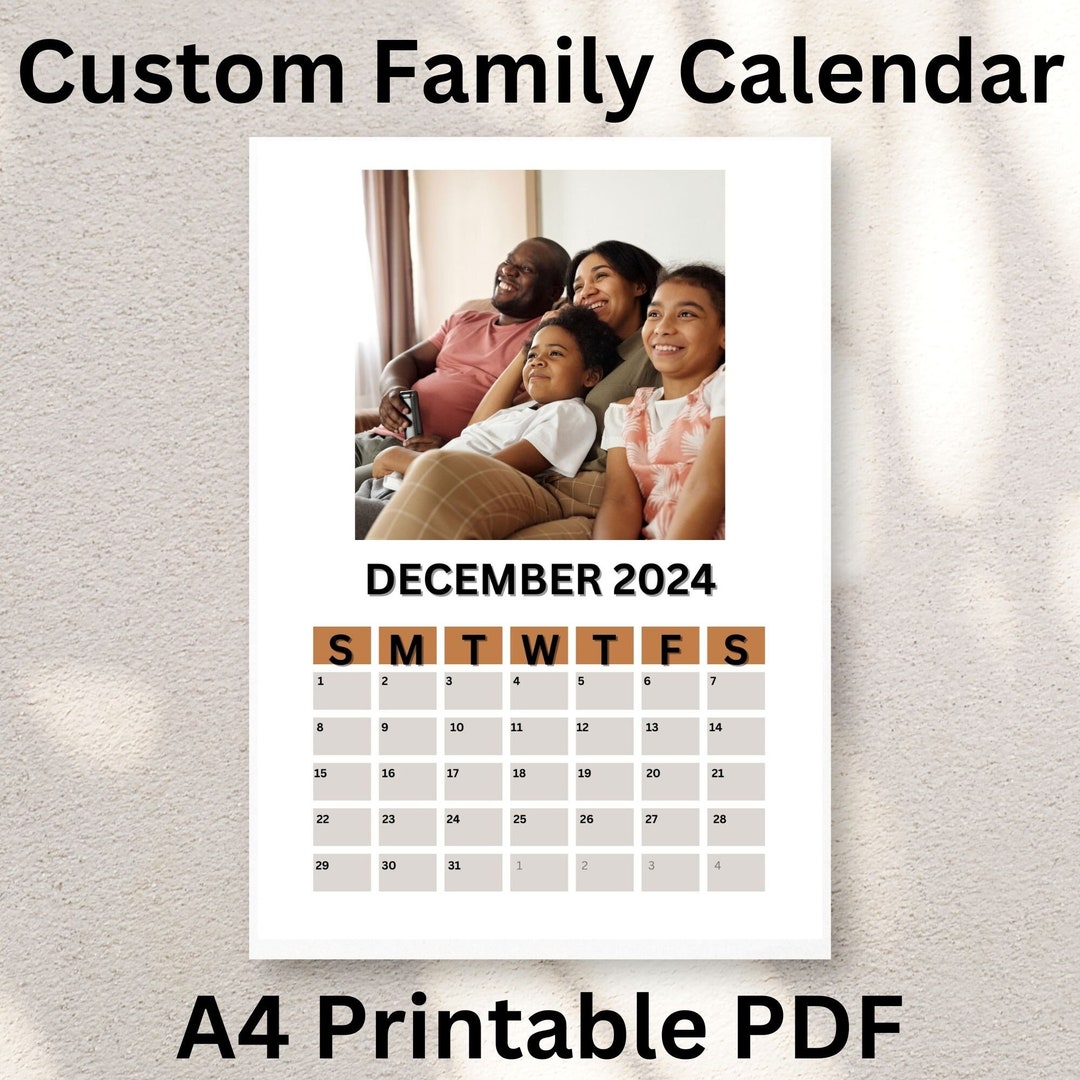 Custom Family Calendar 2024 Printable Wall Calendar Monthly