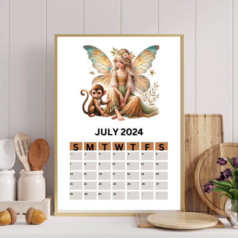 Fairies on Safari Calendar 2024 Fairy Nursery Calendar - Etsy