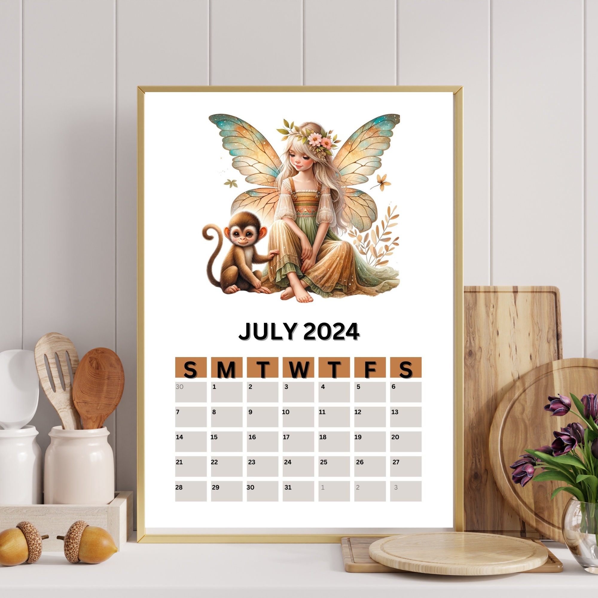 Fairies on Safari Calendar 2024 Fairy Nursery Calendar Etsy