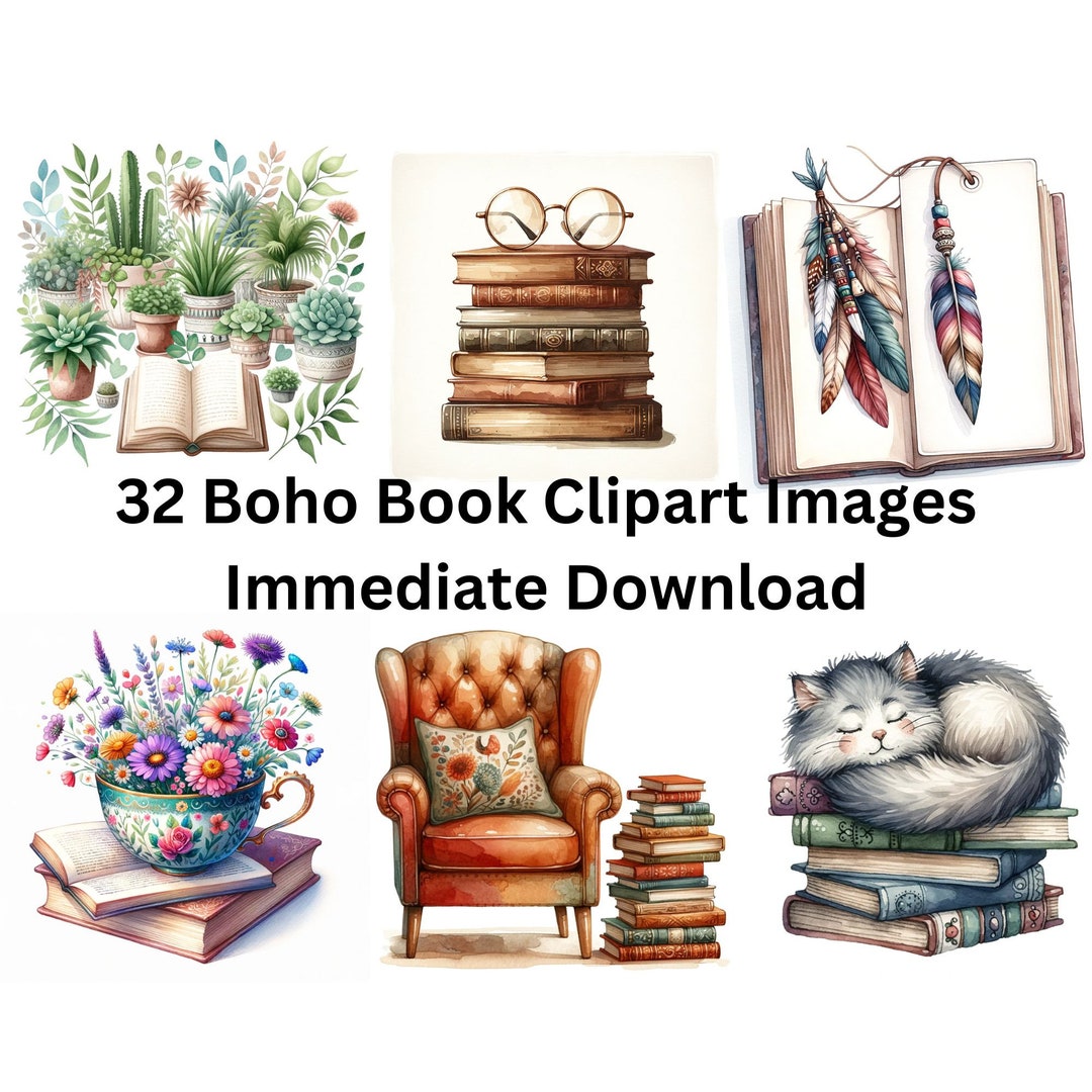 Artful Booklover PNG Clipart Bundle Books PNG Bookish Clipart ...