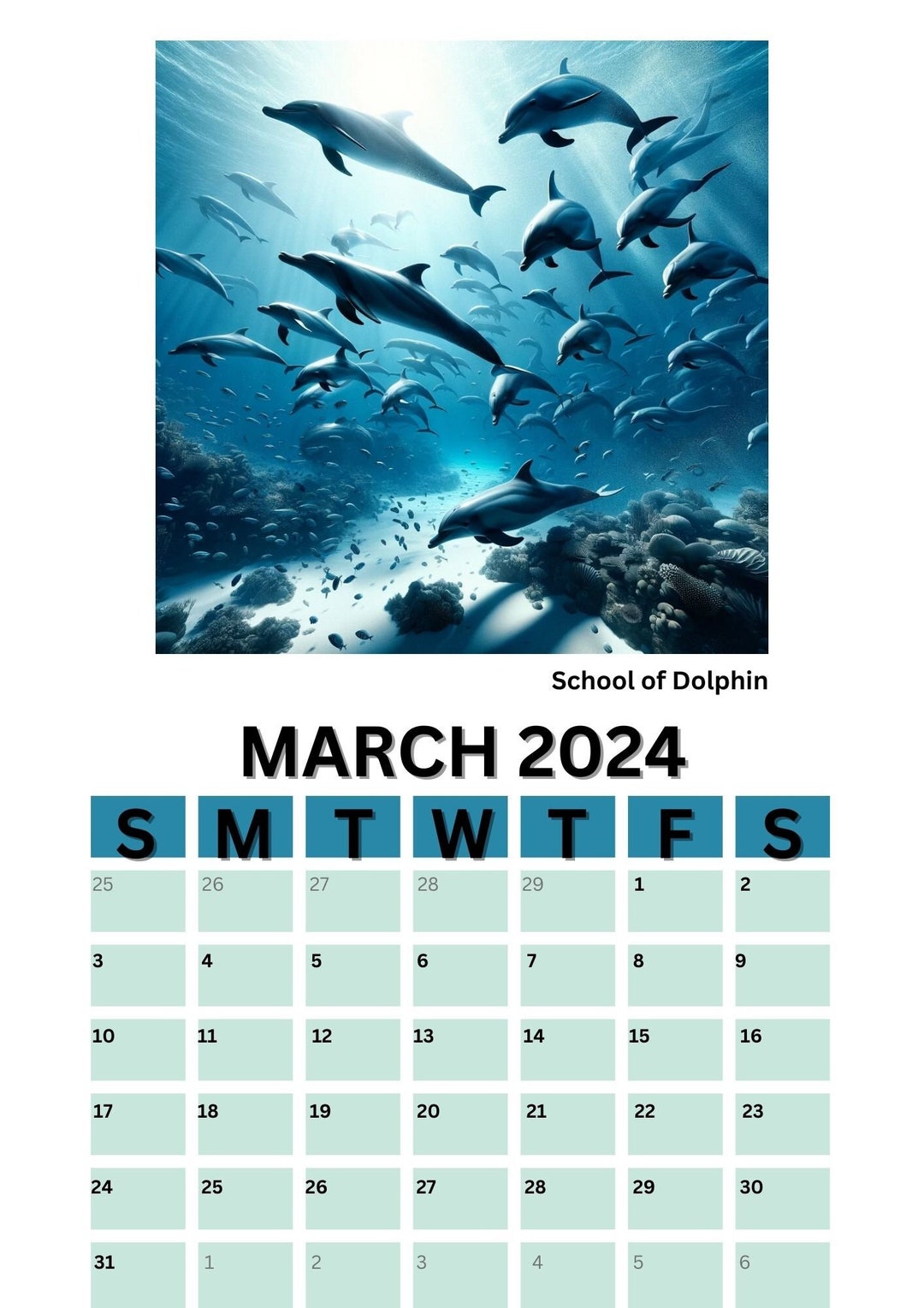 Artful Wall Calendar Undersea Photorealistic Digital Artwork Calendar