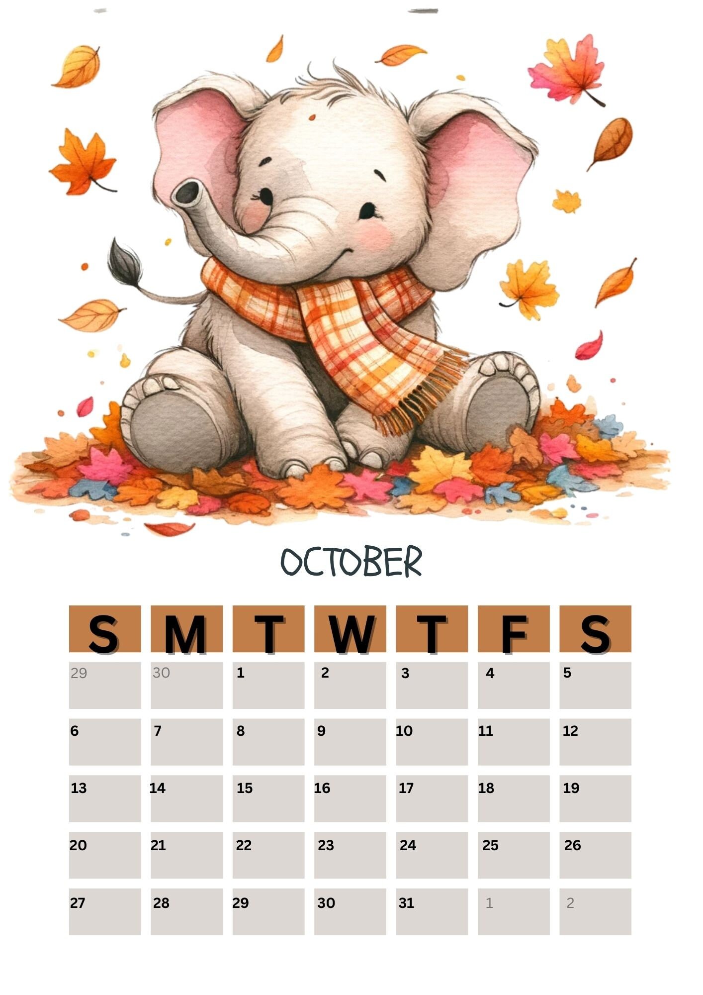 Cute May Elephant Printable Calendar Cute May Elephant Printable Calendar