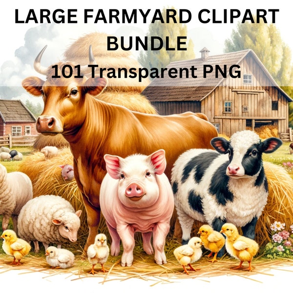 Farmyard Clipart Bundle Farm PNG Cat Clipart Bundle Dog Clipart valentine bundle easter png animal cuteness clipart guineapig