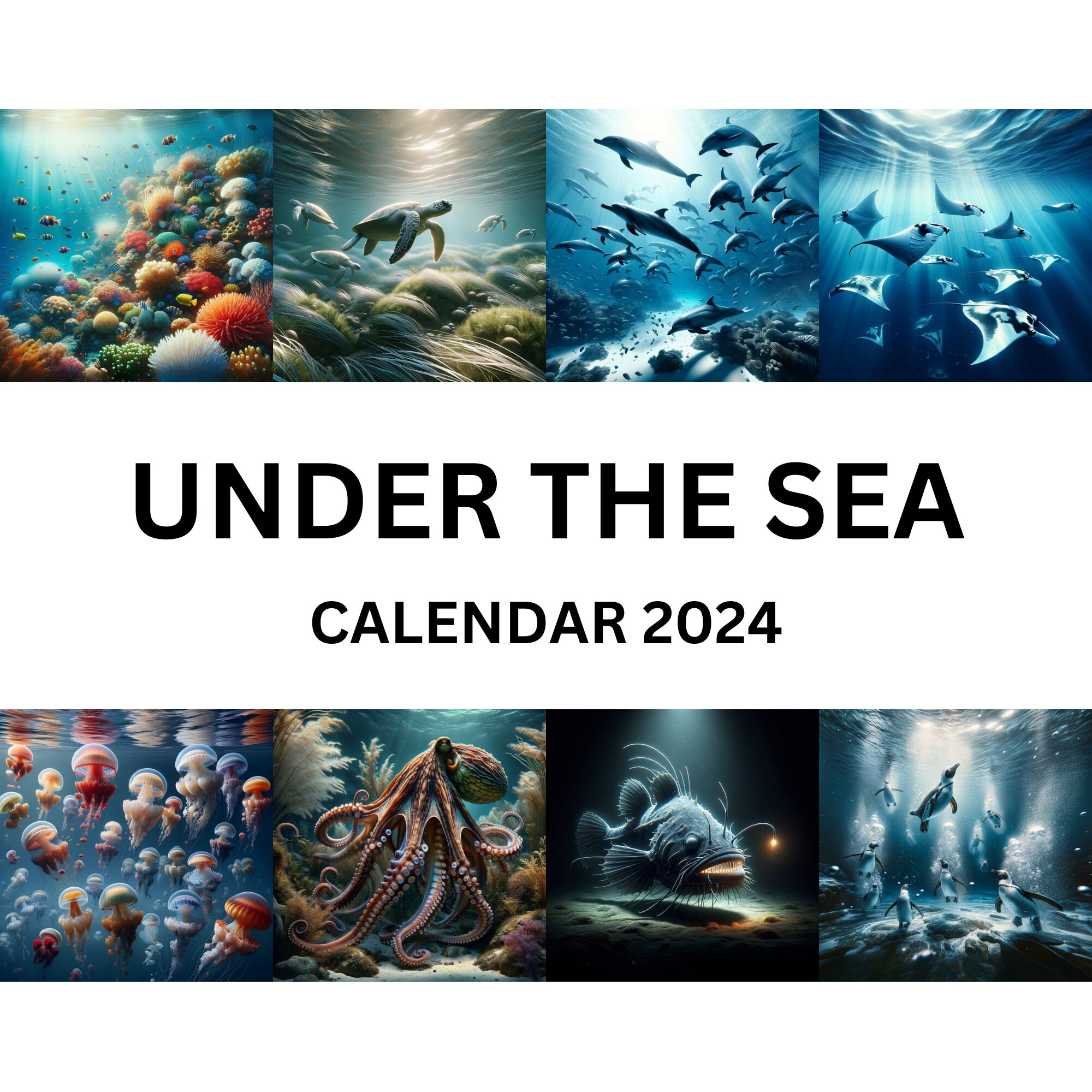 Artful Wall Calendar Undersea Photorealistic Digital Artwork Calendar