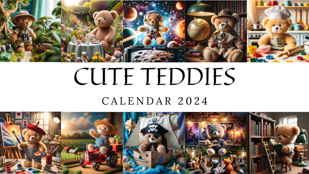 Cute Teddy Bear Calendar for Kids 2024 Artful Nursery Calendar Bear