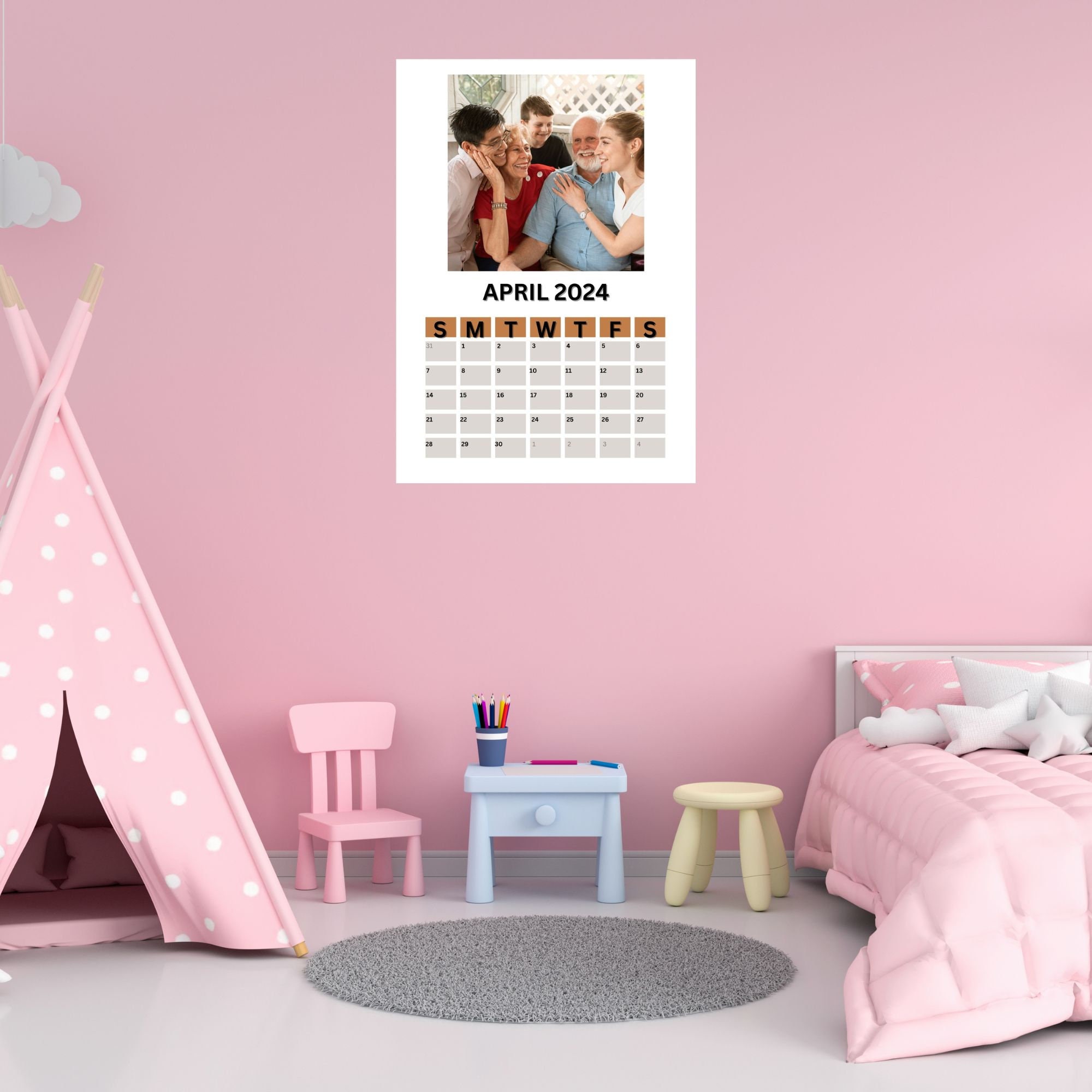 Custom Family Calendar 2024 Printable Wall Calendar Monthly Customizable Calendar 2024 Family