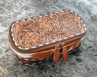 Genuine leather and cowhide makeup bag