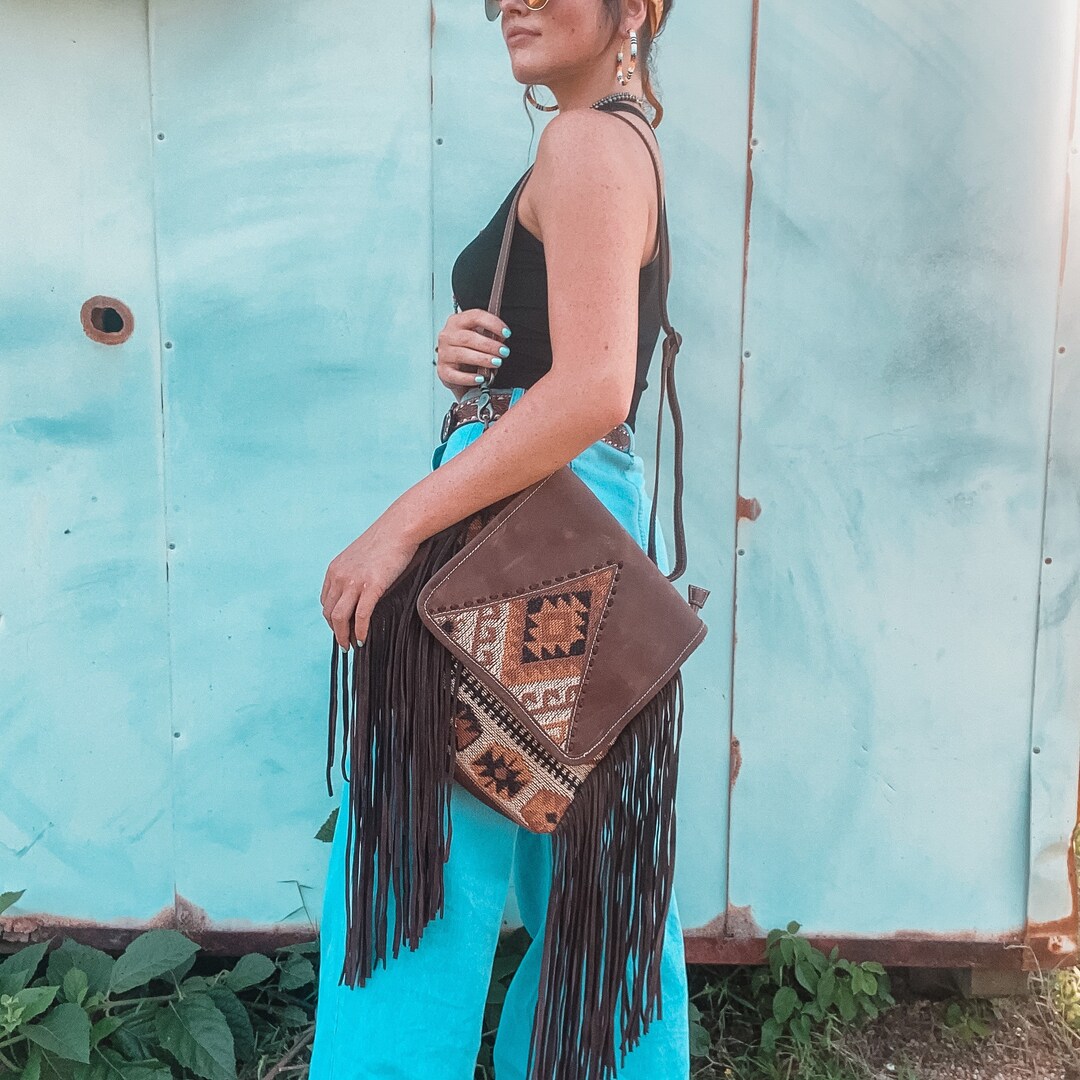 Genuine Leather Saddle Blanket Tassel Bag Etsy